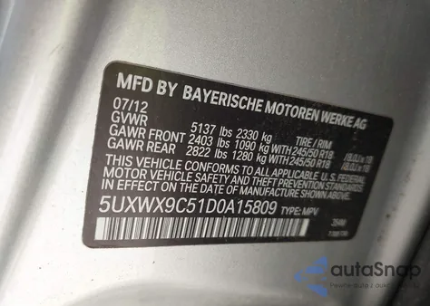 2013 BMW X3 xDrive28I z USA, uszkodzony, nr VIN 5UXWX9C51D0A15809